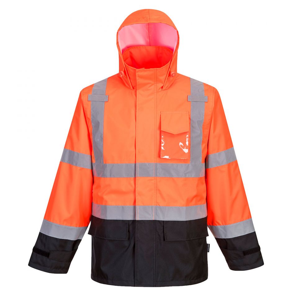 Hi-Vis Contrast Rain Traffic Jacket , 4XL, R, Orange/Black