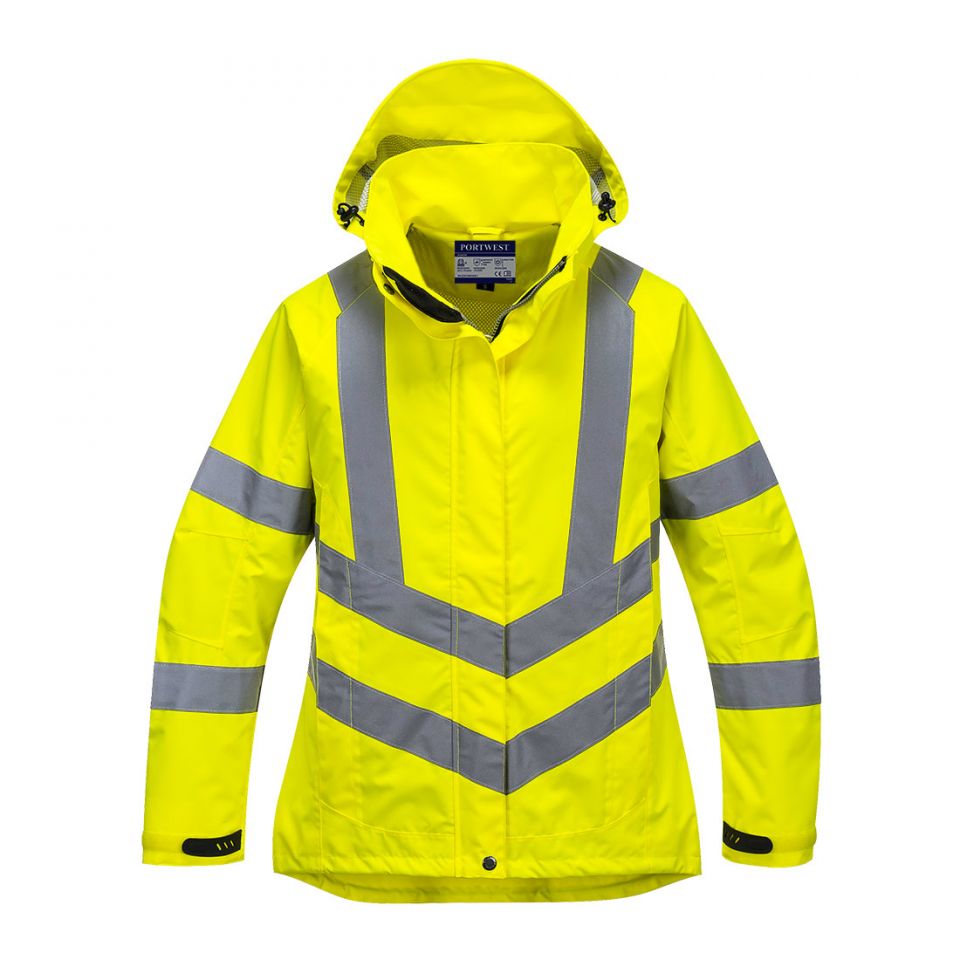 Hi-Vis Women's Breathable Rain Jacket, L, R, Yellow