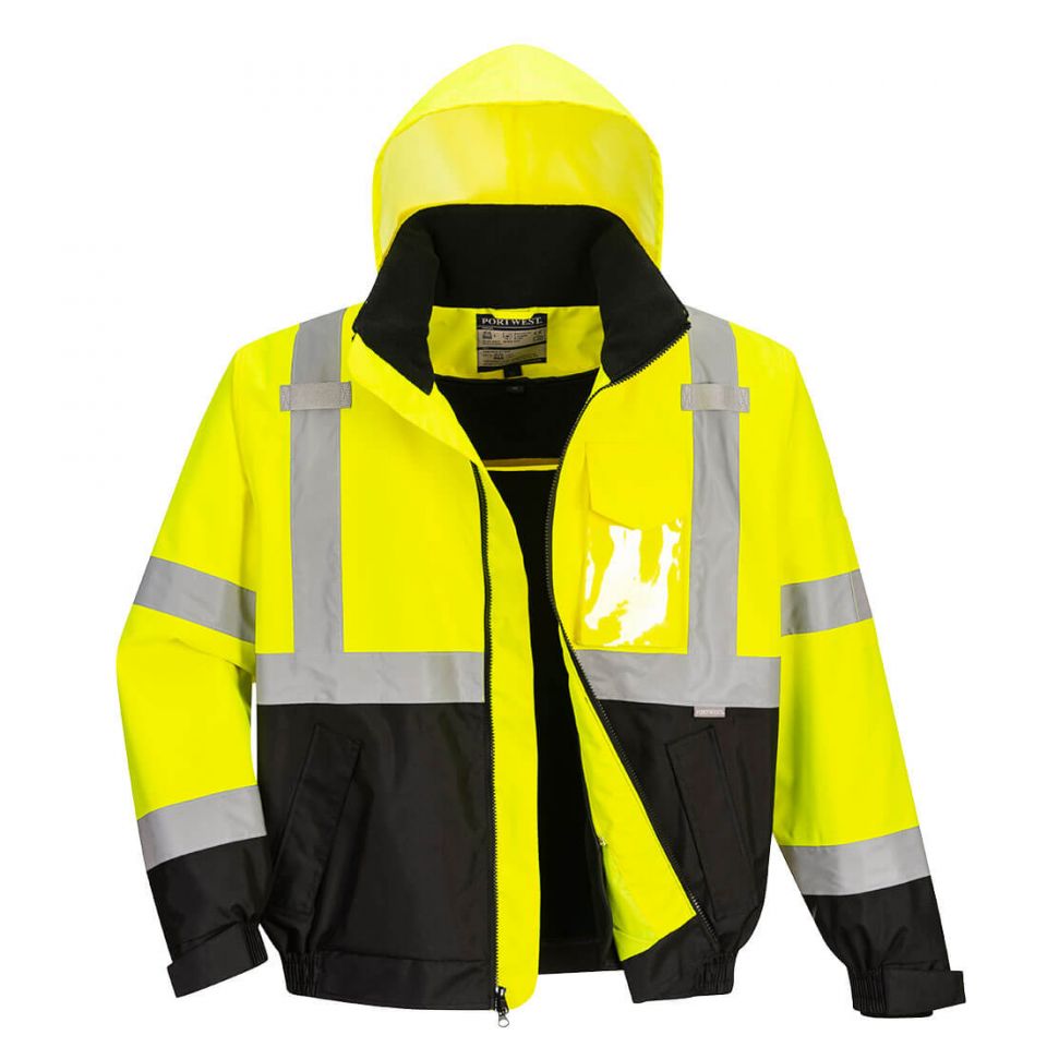 Hi-Vis 2-in-1 Contrast Bomber Jacket , 4XL, R, Yellow/Black