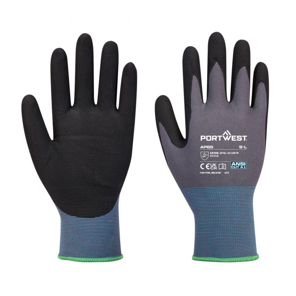 NPR Pro Nitrile Foam Glove A1, L, R, Black/Gray