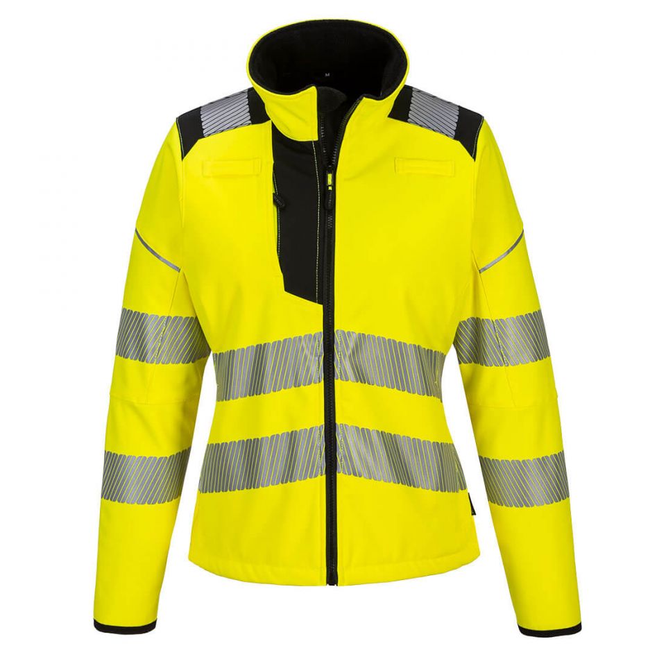 PW3 Hi-Vis Women's Softshell (3L), L, R, Yellow/Black