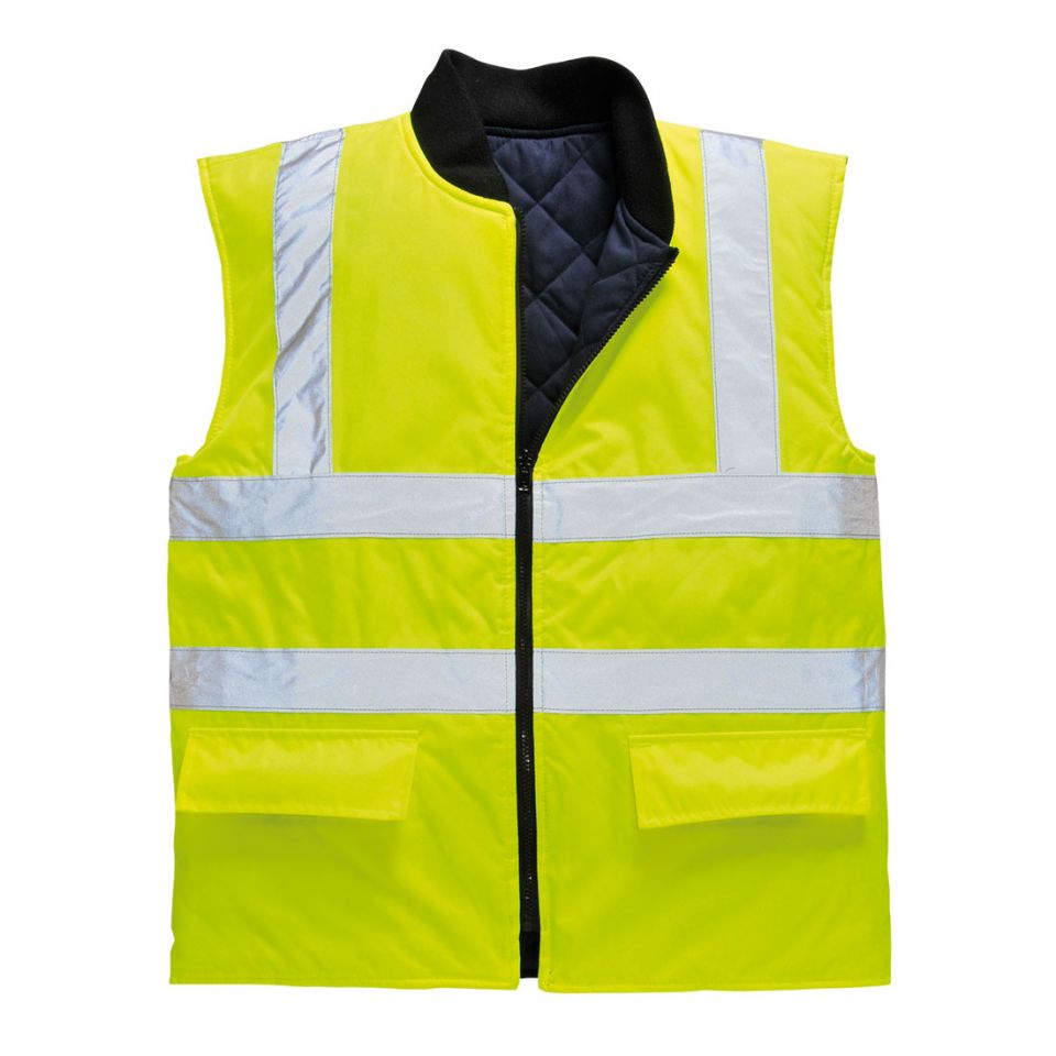 Hi-Vis Reversible Bodywarmer Vest, 4XL, R, Yellow