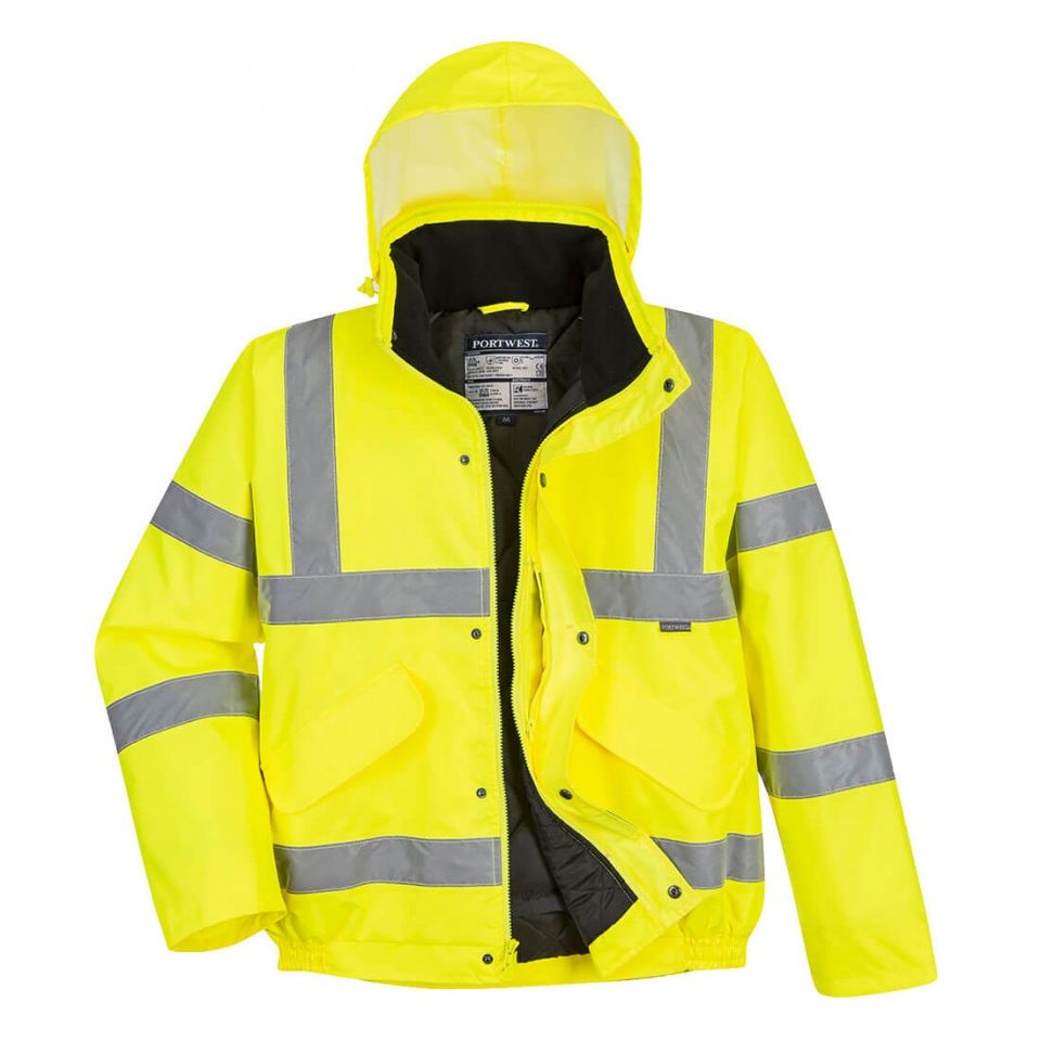 Hi-Vis Winter Bomber Jacket , 4XL, R, Yellow