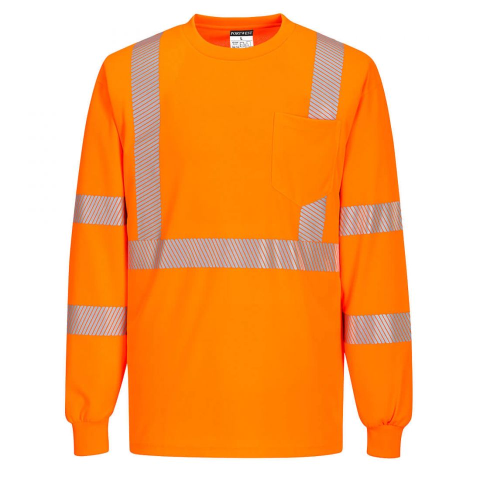 Hi-Vis Segmented Tape T-Shirt L/S, 4XL, R, Orange