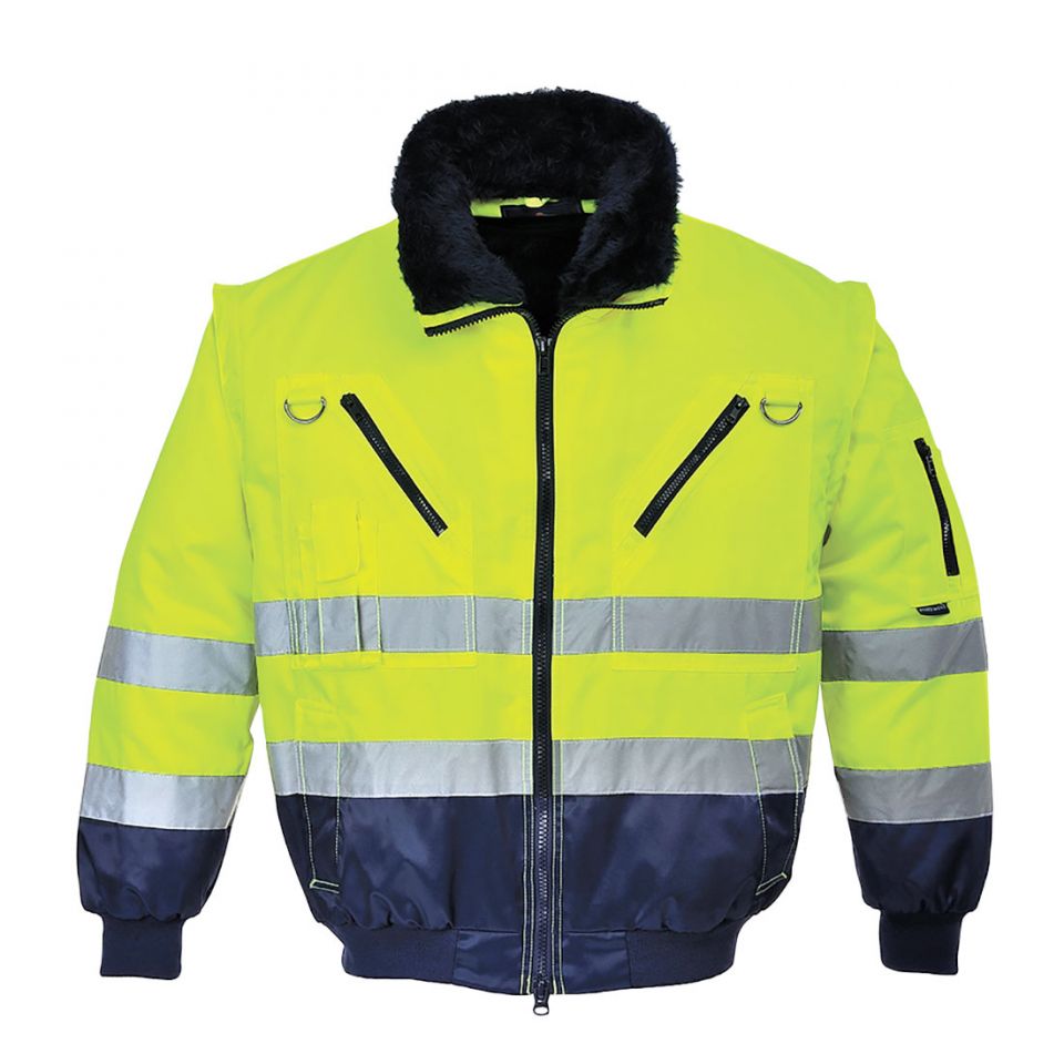 HI-Vis 3-in-1 Pilot Jacket, 4XL, R, Yellow/Navy