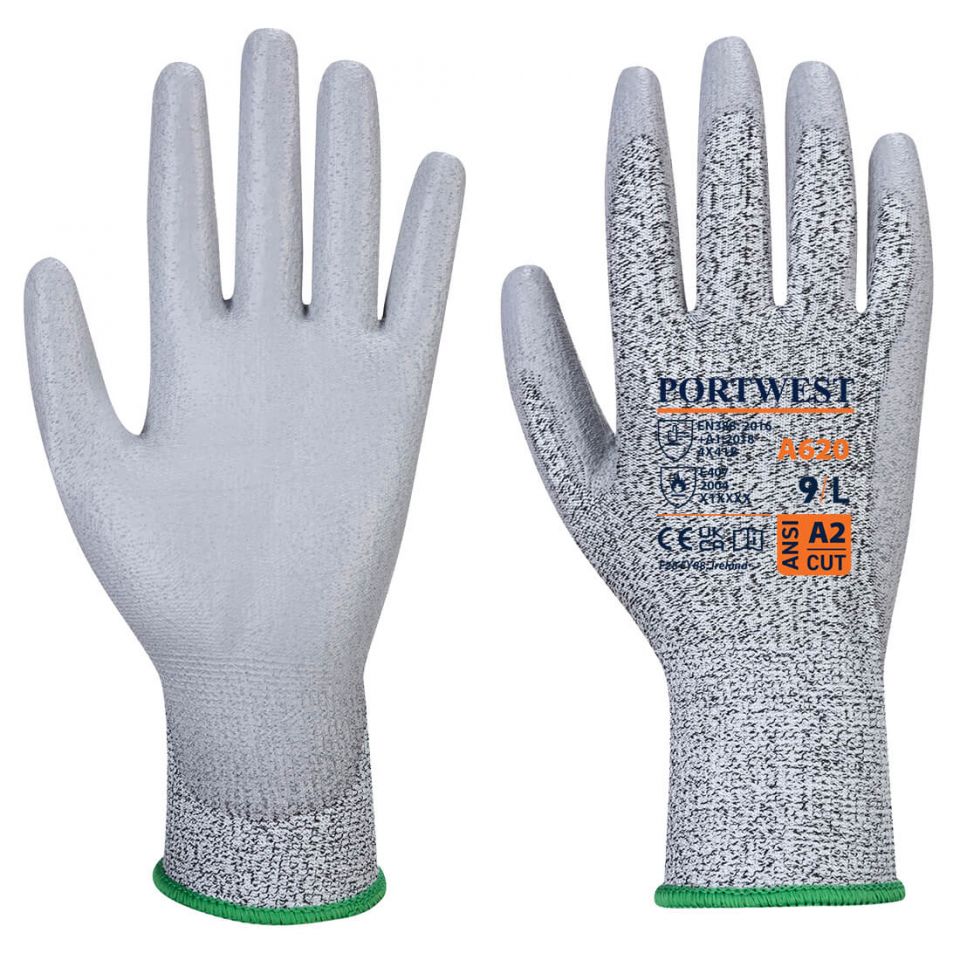 LR Cut PU Palm Glove A2, L, R, Gray