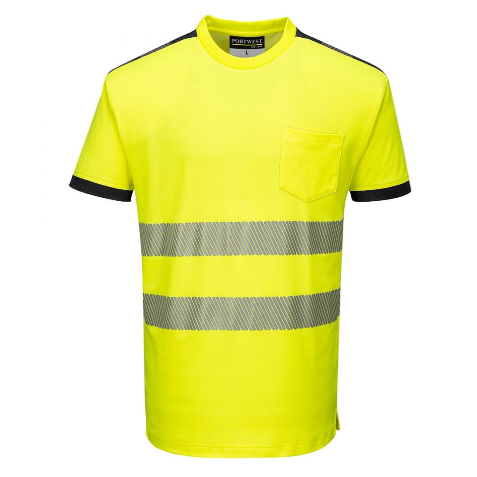 PW3 Hi-Vis Cotton Comfort T-Shirt S/S, 4XL, R, Yellow/Black