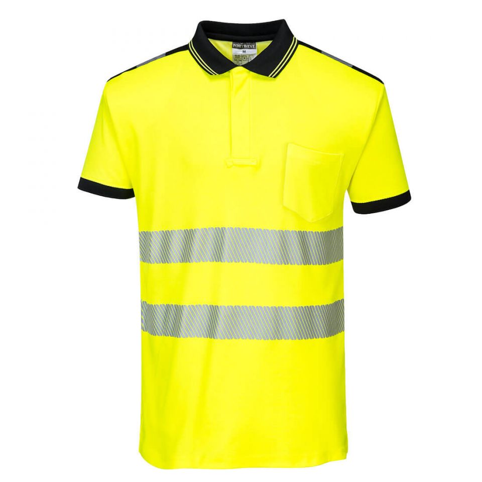 PW3 Hi-Vis Cotton Comfort Polo Shirt S/S , 4XL, R, Yellow/Black