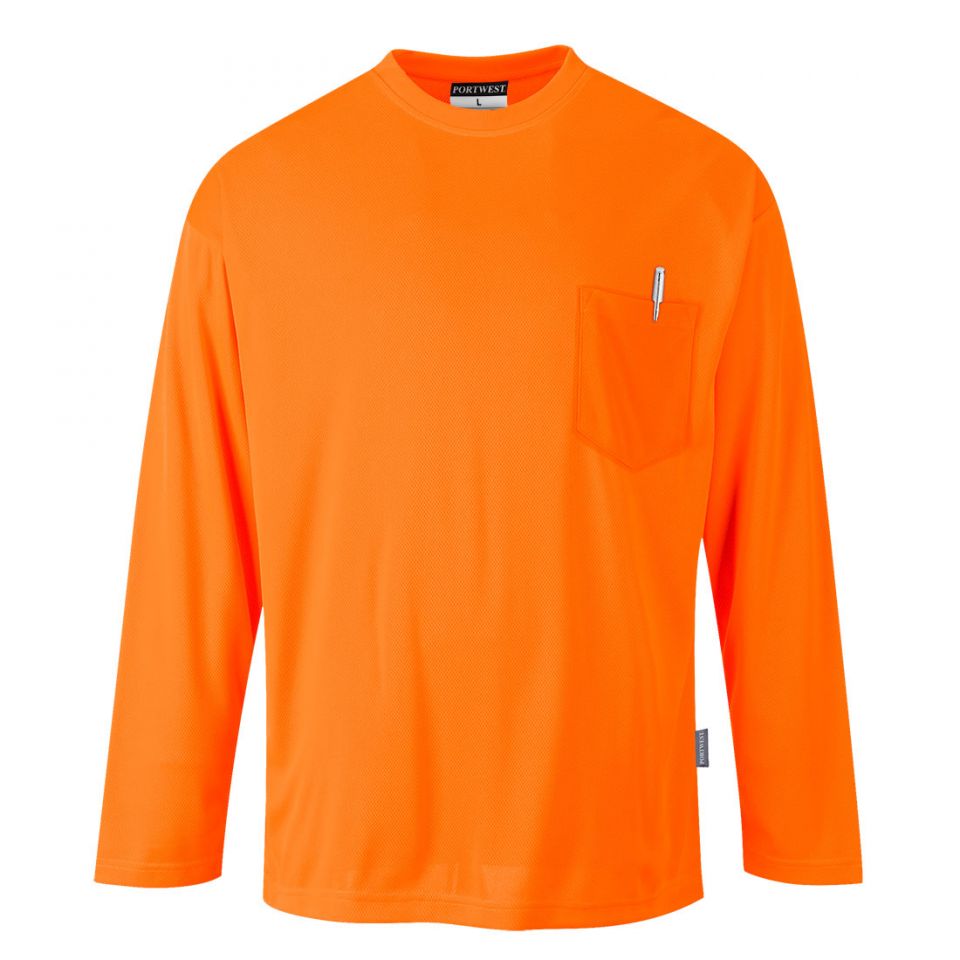 Non Ansi Pocket T-Shirt L/S , 4XL, R, Orange