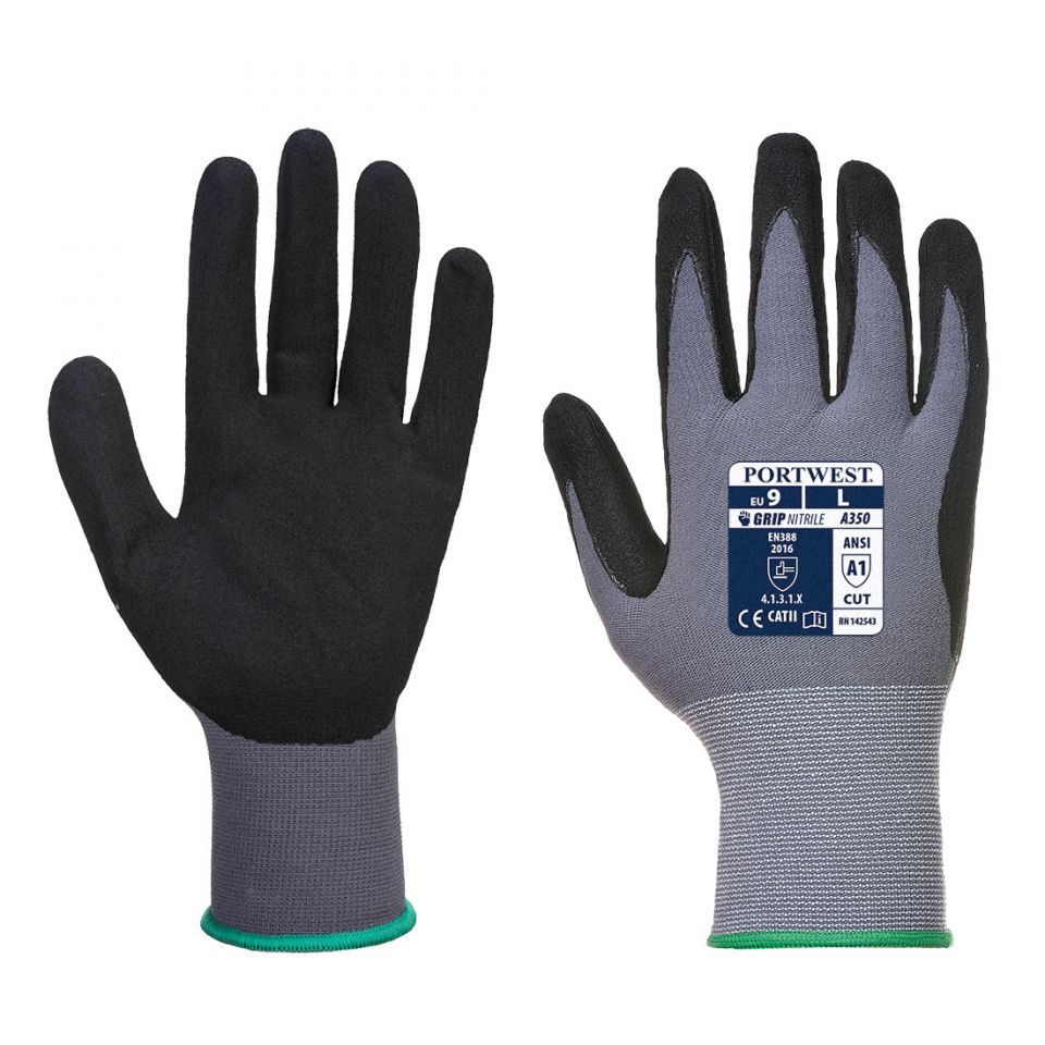 Vending DermiFlex Glove, L, R, Gray/Black