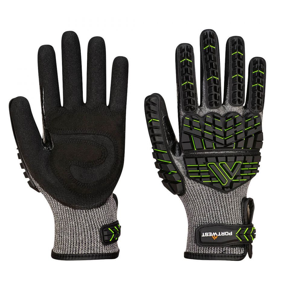 VHR15 Nitrile Foam Impact Glove A7, L, R, Black/Green