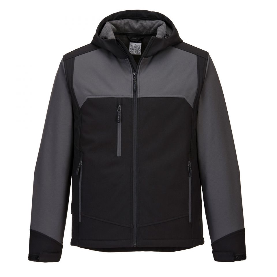 KX3 Hooded Softshell (3L), L, Y, Black/Gray