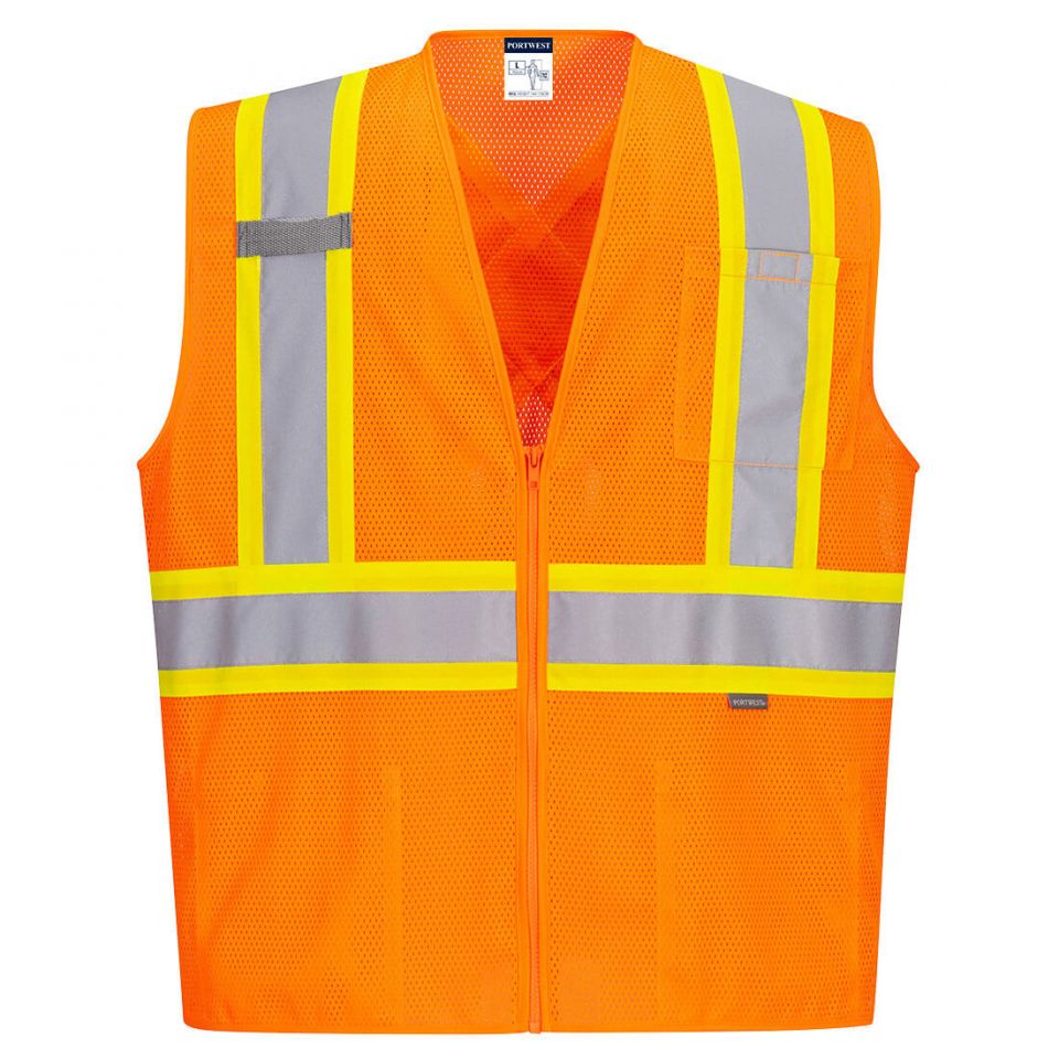 Hi-Vis X Back Contrast Vest , 4XL, R, Orange