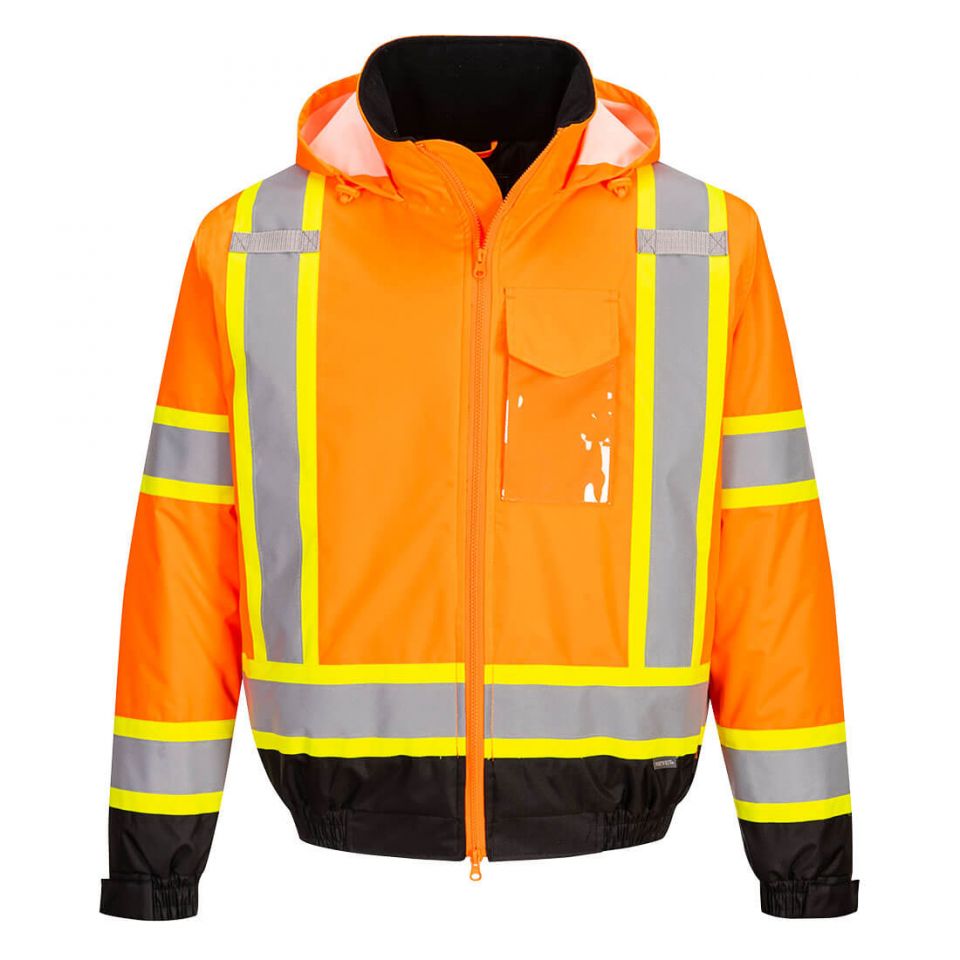 Hi-Vis X Back Winter Bomber Jacket , 4XL, R, Orange/Black