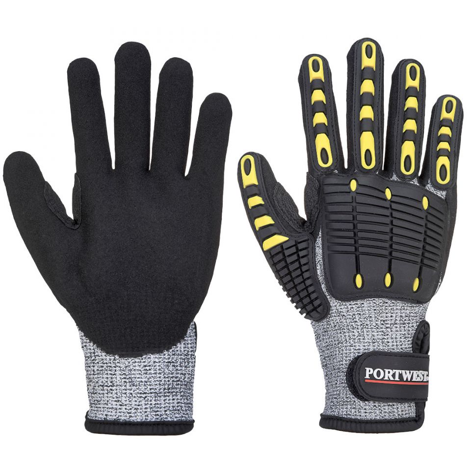 Anti Impact Cut Resistant Glove A4, L, R, Gray/Black