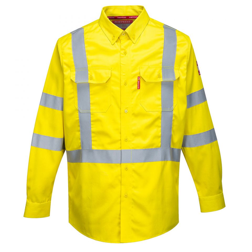 Bizflame 88/12 Hi-Vis FR Shirt, 4XL, R, Yellow