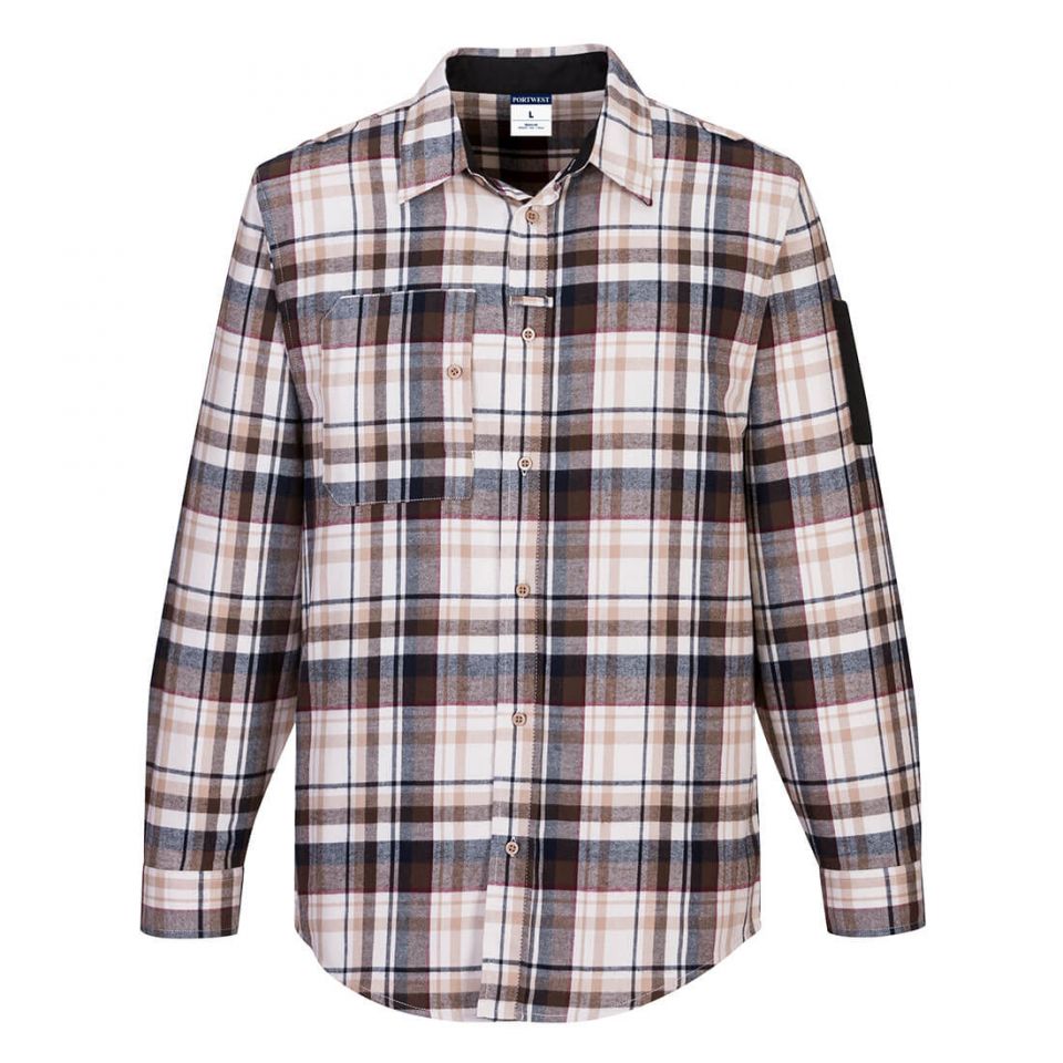 KX3 Plaid Work Shirt, L, C, Brown Check