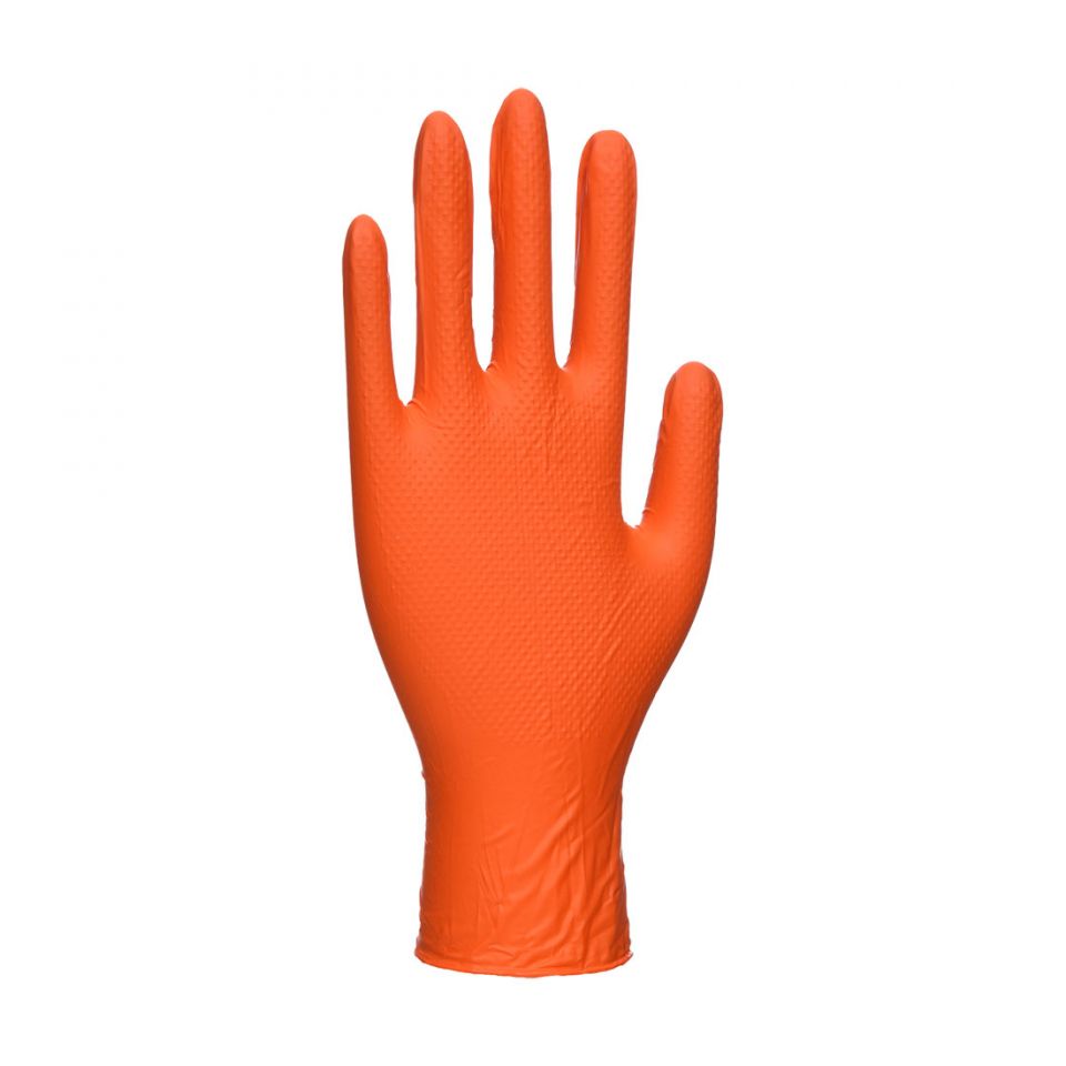 Portwest Orange HD Disposable Gloves, L, R, Orange