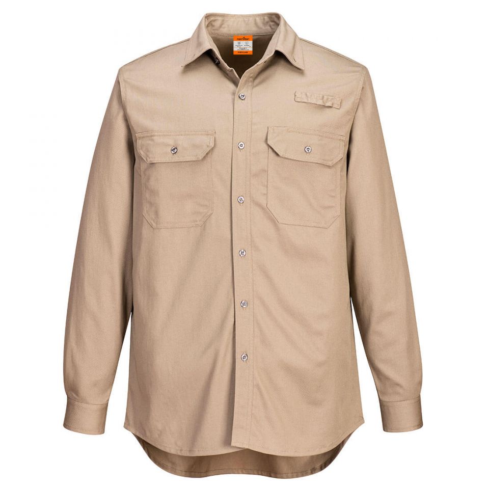 Portflame+ Vented FR Work Shirt, 4XL, R, Khaki