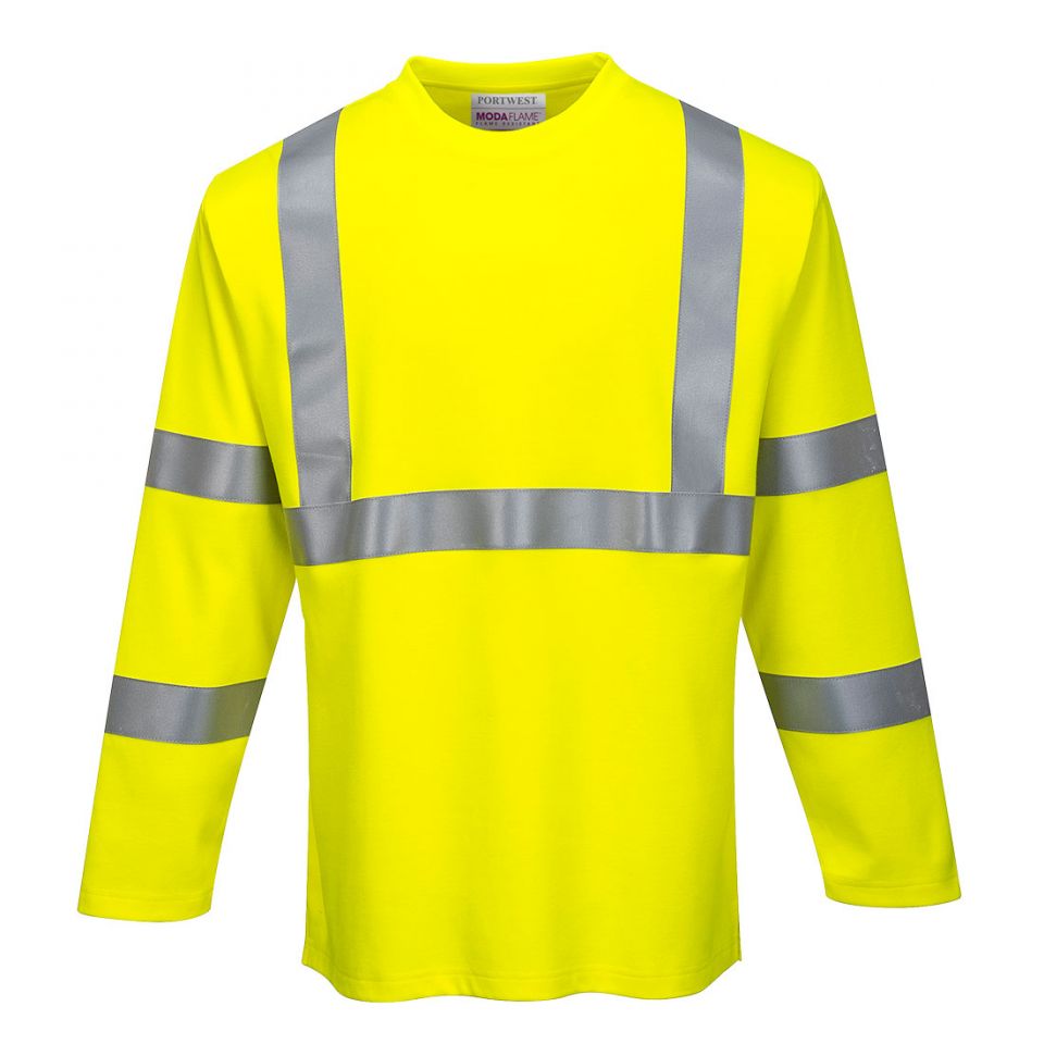 Modaflame Knit Hi-Vis Long Sleeved FR T-Shirt, 4XL, R, Yellow