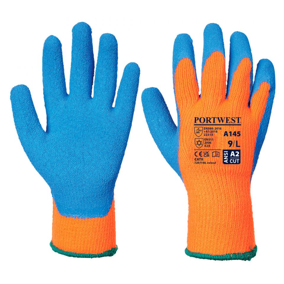 Cold Grip Glove - Latex, L, L, Orange/Blue