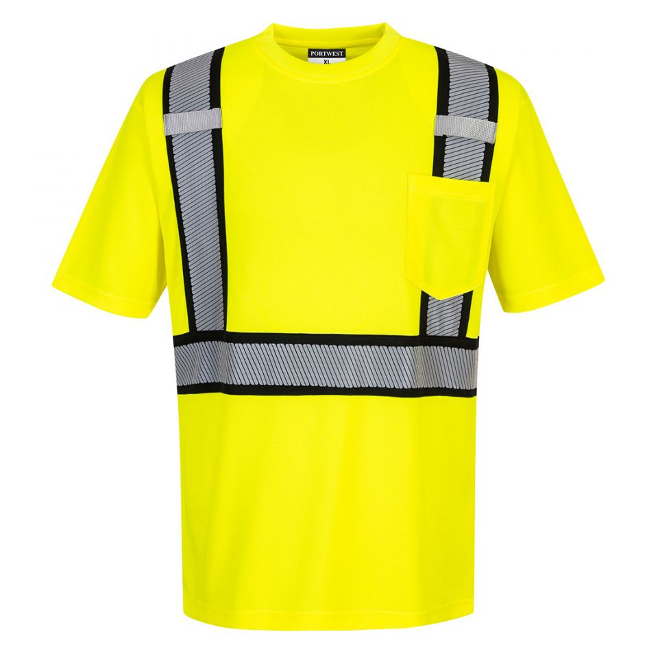 Detroit Hi-Vis Contrast Tape T-Shirt S/S, 4XL, R, Yellow/Black