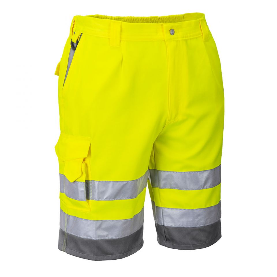 Hi-Vis Contrast Shorts, L, Y, Yellow/Gray