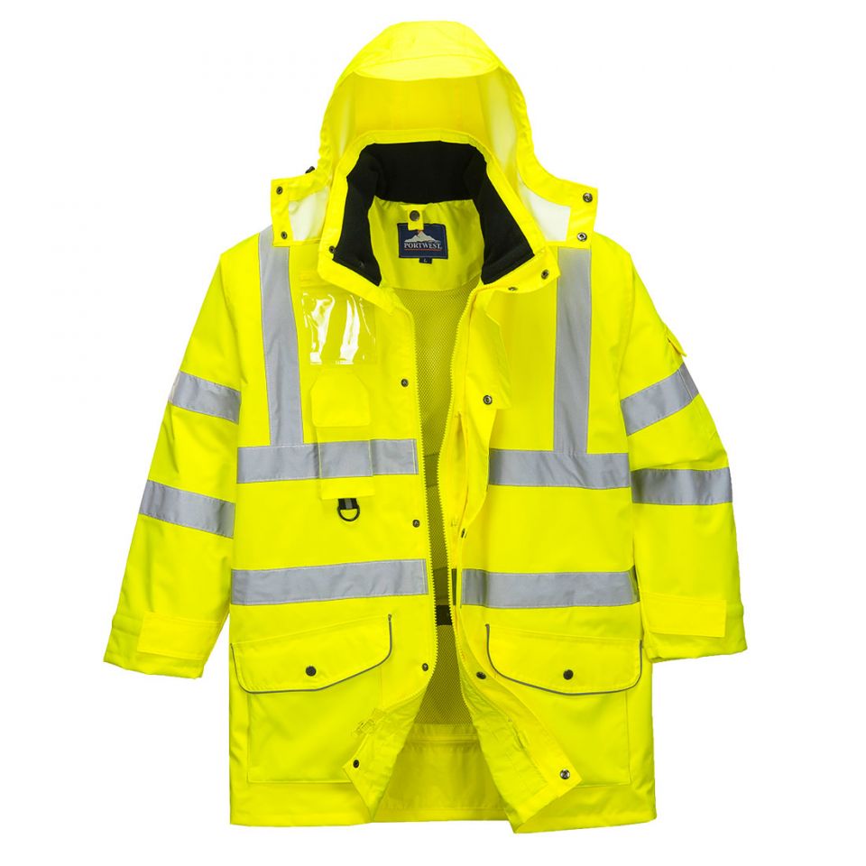 Hi-Vis Breathable 7-in-1 Traffic Jacket , 4XL, R, Yellow