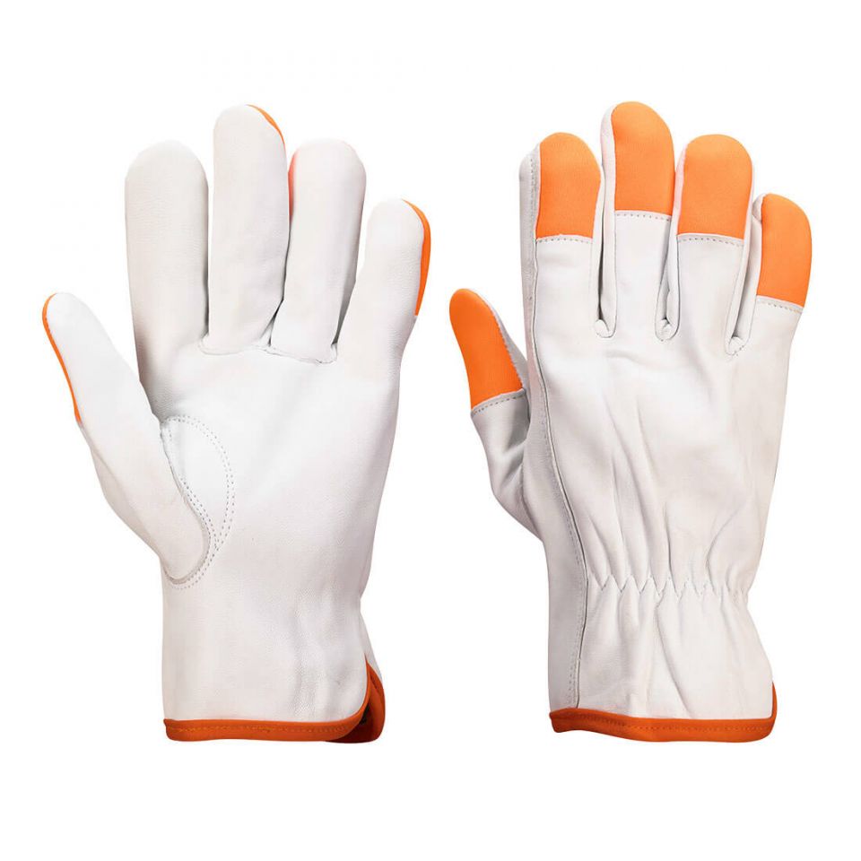 Orange Tip Driver Gloves (12pk), L, R, White