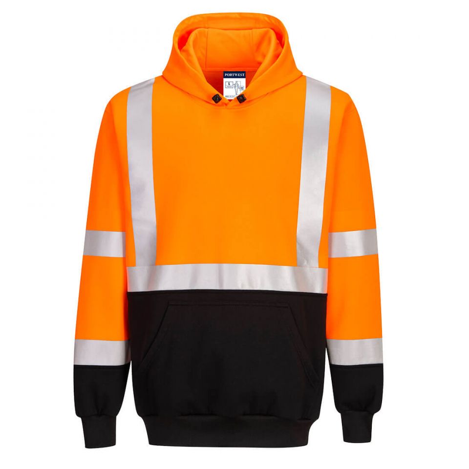 Hi-Vis Contrast Hoodie , 4XL, R, Orange/Black