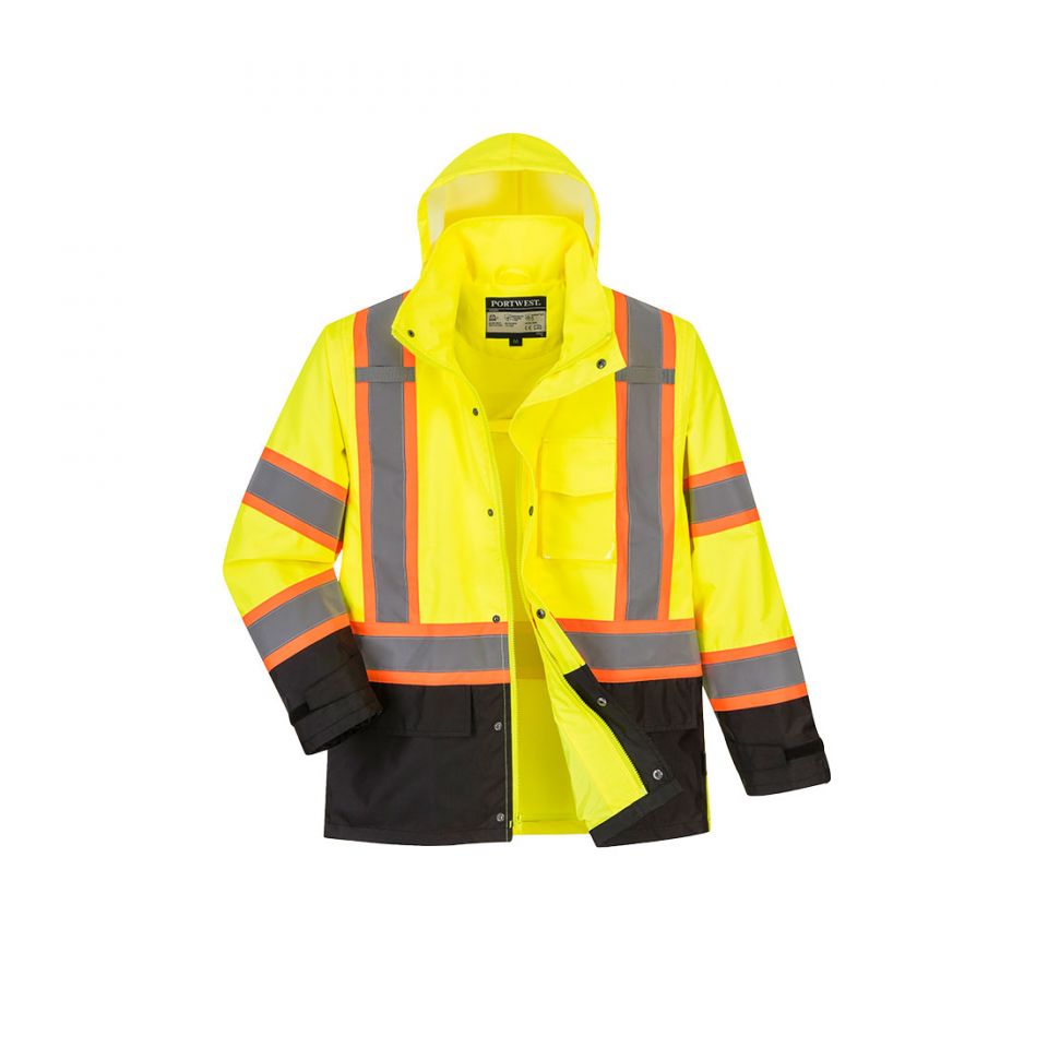 Hi-Vis Contrast Rain Traffic Jacket , 4XL, R, Yellow/Black