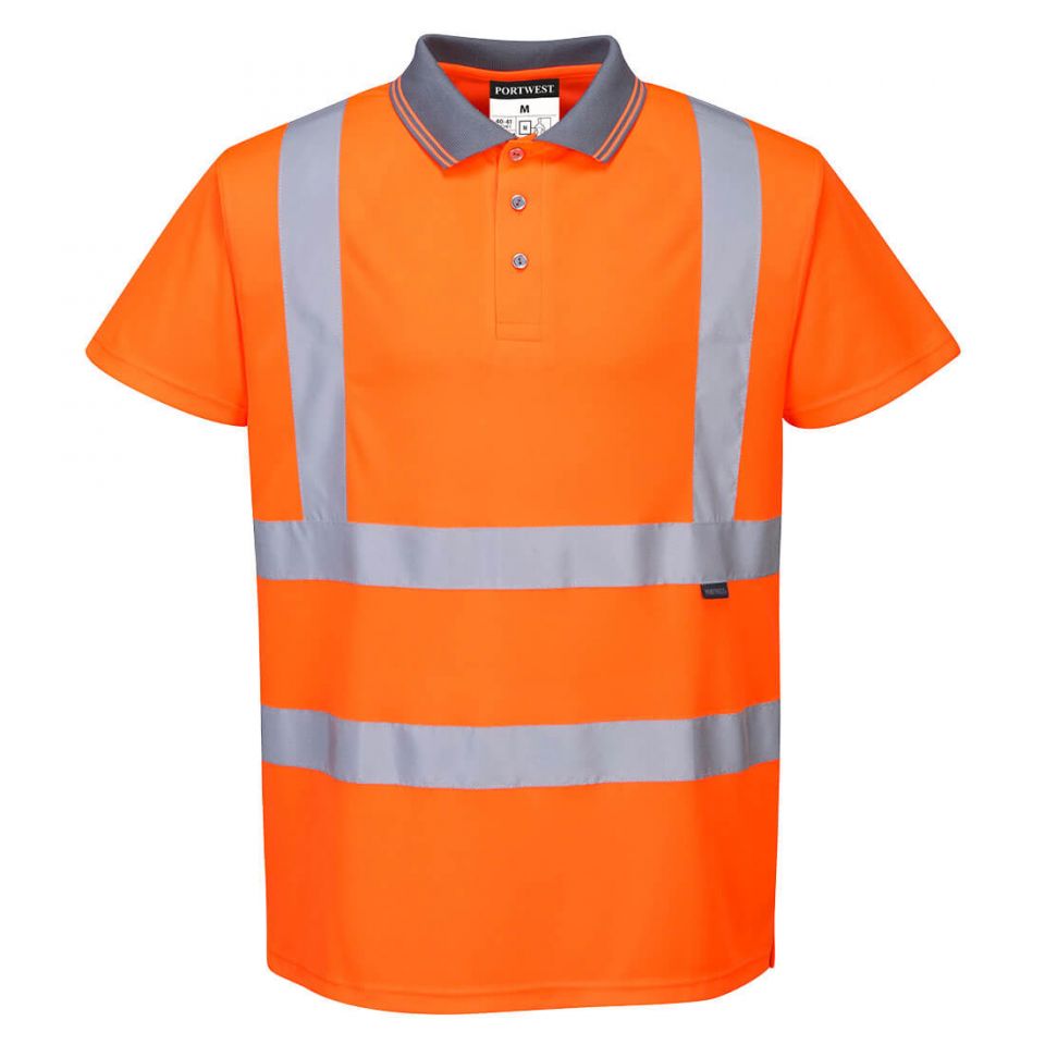 Hi-Vis Polo Shirt S/S , 4XL, T, Orange