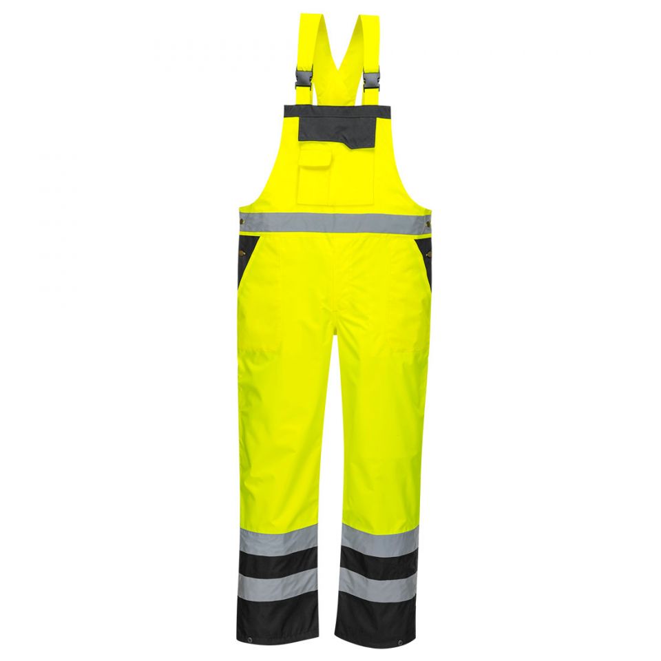 Hi-Vis Breathable Contrast Rain Bib and Brace, 4XL, R, Yellow/Black