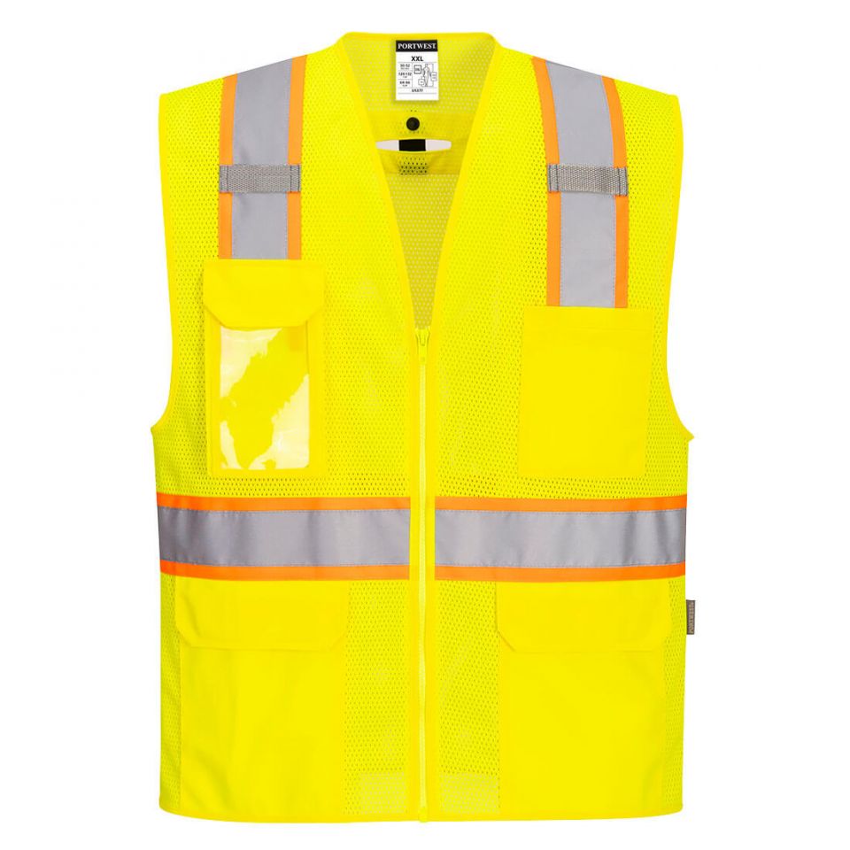 Hi-Vis Contrast Fall Protection Vest , 4XL, R, Yellow