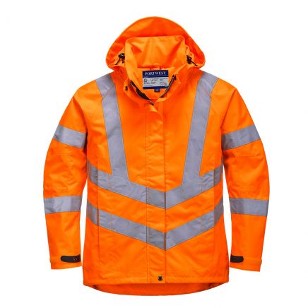 Hi-Vis Women's Breathable Rain Jacket, L, R, Orange