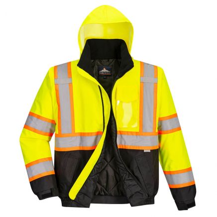 Hi-Vis Contrast Winter Bomber Jacket , 4XL, R, Yellow/Black