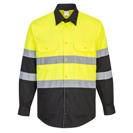 Hi-Vis Contrast Shirt L/S, 4XL, R, Yellow/Black