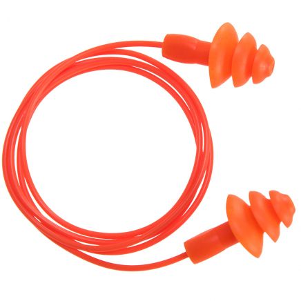 Reusable Corded TPR Ear Plugs (50 pairs), , R, Orange