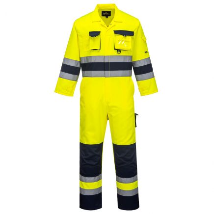 Nantes Hi-Vis Contrast Work Coverall, L, R, Yellow/Navy