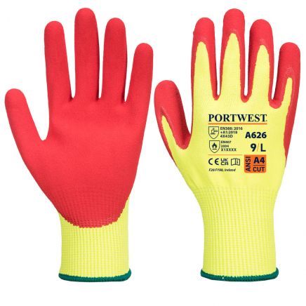 Vis-Tex HR Cut Glove A4, L, R, Yellow/Red