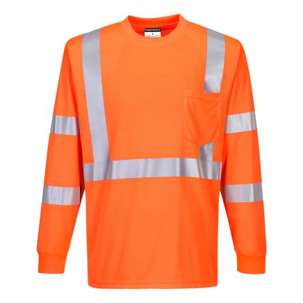 Hi-Vis Pocket T-Shirt L/S , 4XL, R, Orange