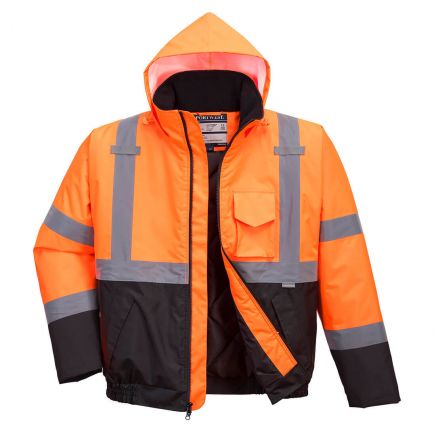 Hi-Vis Contrast Winter Bomber Jacket , 4XL, R, Orange/Black