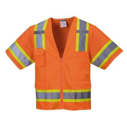 Aurora Hi-Vis Contrast Executive Vest S/S, 4XL, R, Orange