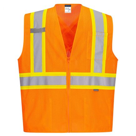 Hi-Vis X Back Contrast Vest , 4XL, R, Orange