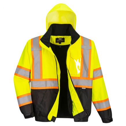 Hi-Vis 2-in-1 Contrast Bomber Jacket , 4XL, R, Yellow/Black