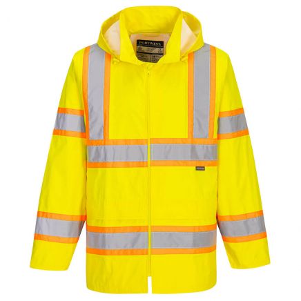 Hi-Vis Contrast Tape Rain Traffic Jacket , 4XL, R, Yellow