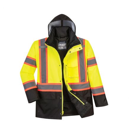 Hi-Vis Contrast Winter Traffic Jacket , 4XL, R, Yellow/Black