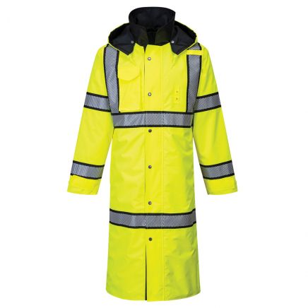 Hi-Vis Reversible Rain Coat 48", 4XL, R, Yellow/Black