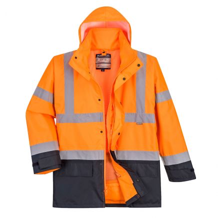 Hi-Vis 5-in-1 Contrast Executive Jacket , 4XL, R, Orange/Navy