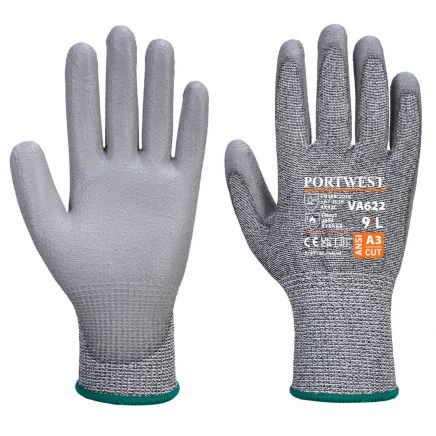 Vending MR Cut PU Palm Glove, L, R, Gray